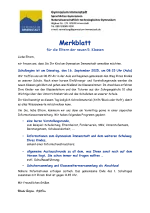 Merkblatt Schuljahresbeginn 5. Klassen